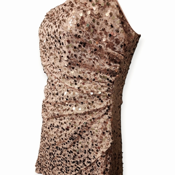 Jump Apparel Strapless Mauve And Rose Gold Sequin Gown - Picture 5 of 11
